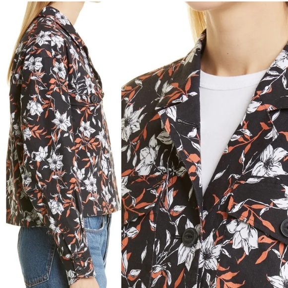 Rag & Bone Jessie Floral Print Linen Blend Shirt Jacket - Picture 11 of 11